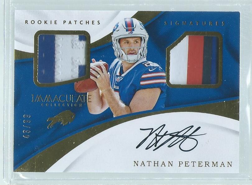 NATHAN PETERMAN 2017 IMMACULATE DUAL MULTI-COLOR PATCH ON-CARD AUTO RC #D 43/99