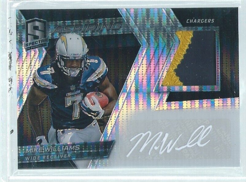 MIKE WILLIAMS 2017 SPECTRA ASPIRING 2 COLOR PATCH AUTO BLACK PRIZM RC #D 10/10