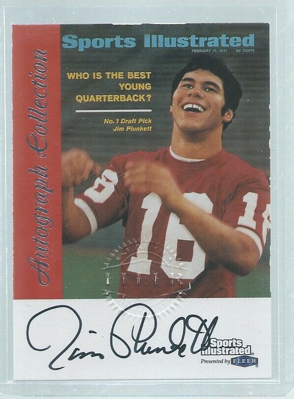 JIM PLUNKETT 1999 FLEER GREATS OF THE GAME SPORTS ILLUSTRATED ON CARD AUTO