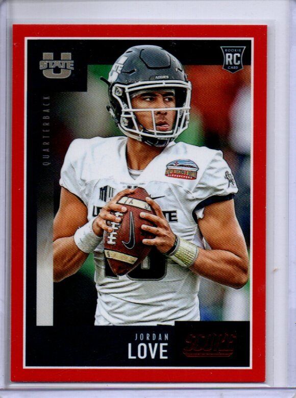 JORDAN LOVE 2020 PANINI SCORE RED SP VARIATION ROOKIE RC #361