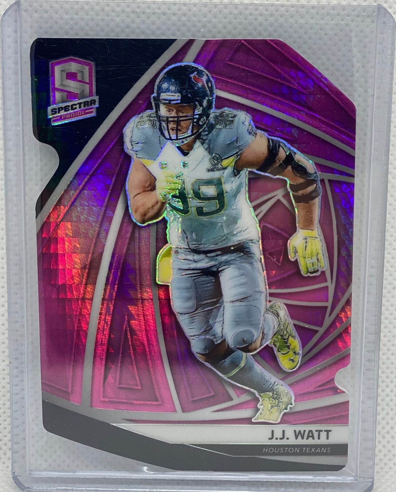 J.J. WATT 2019 PANINI SPECTRA NEON PINK DIE CUT PRIZM #D 09/20