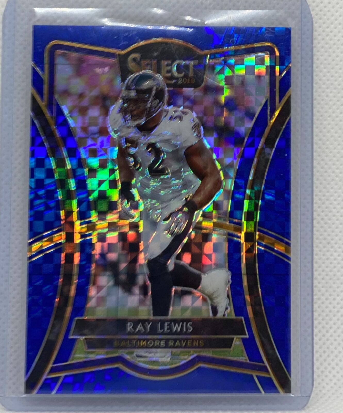 RAY LEWIS 2019 PANINI SELECT BLUE PRIZM #D 077/149