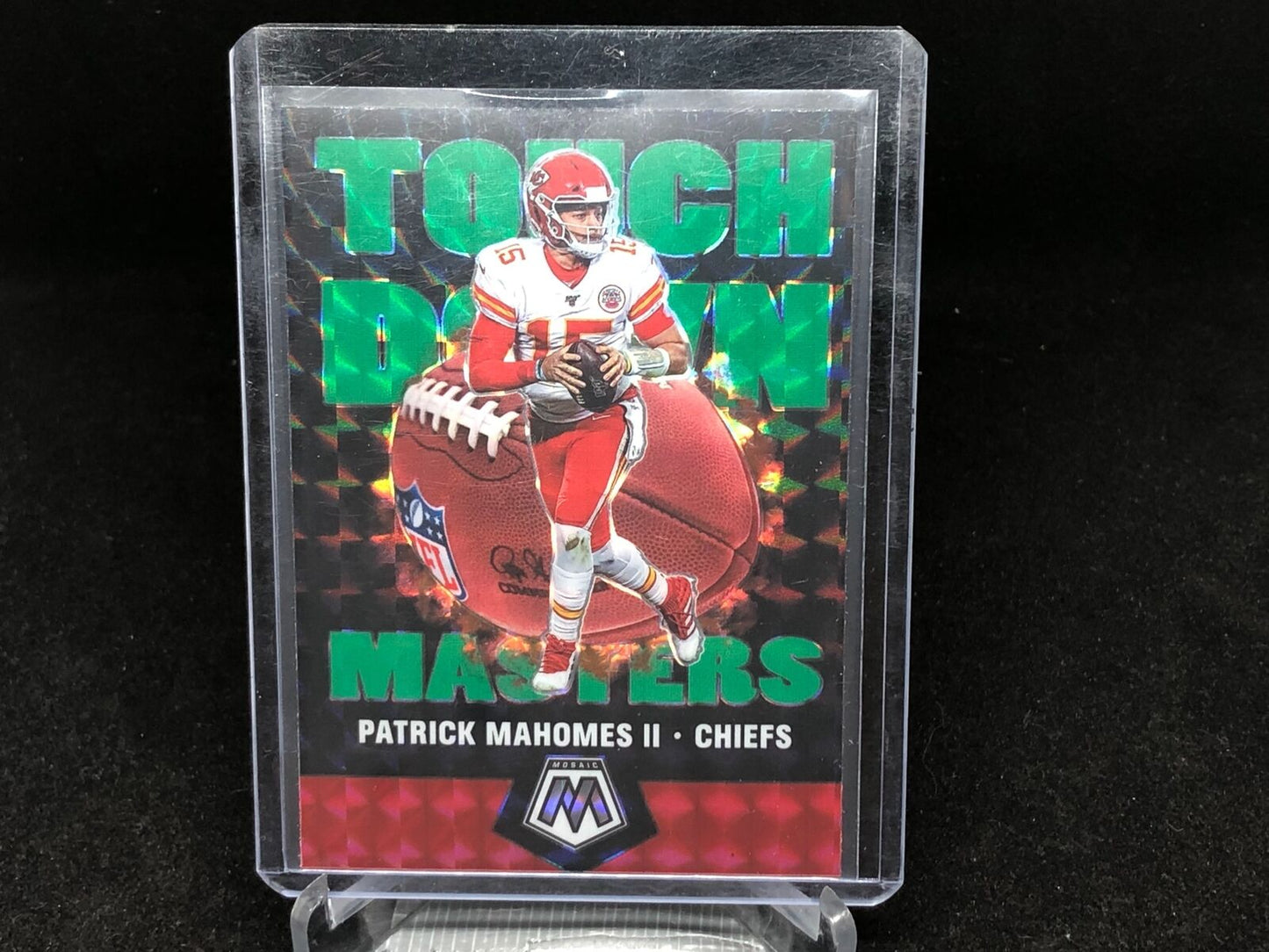 PATRICK MAHOMES II 2020 PANINI MOSAIC GREEN TOUCHDOWN MASTERS PRIZM