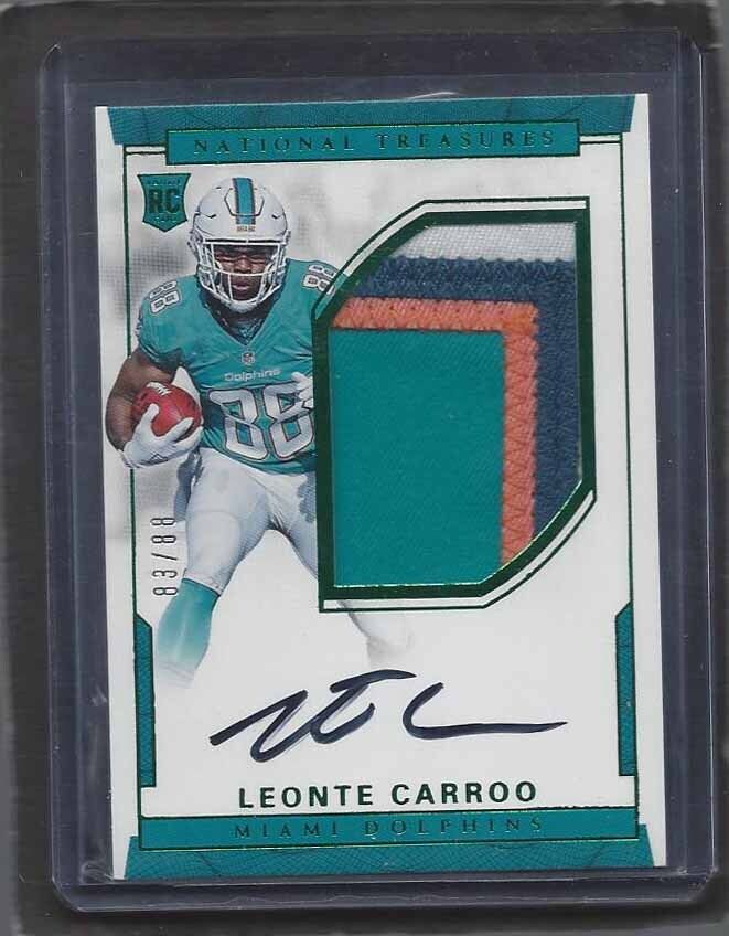 LEONTE CARROO 2016 NATIONAL TREASURES GREEN JSY NUMBR RPA PATCH AUTO RC #D 83/88