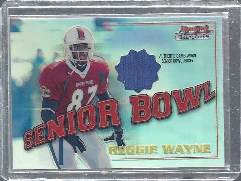 REGGIE WAYNE 2001 BOWMAN CHROME SENIOR BOWL REFRACTOR ROOKIE JERSEY RC
