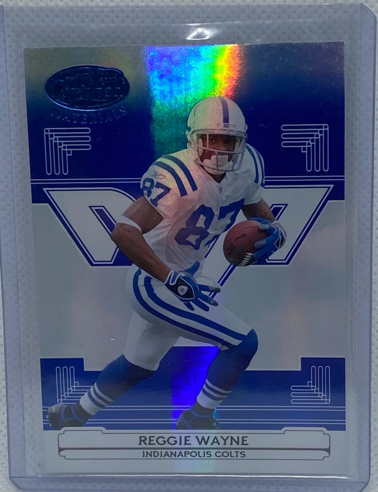 REGGIE WAYNE 2006 DONRUSS PLAYOFF LEAF CERTIFIED MIRROR BLUE #D 1/50