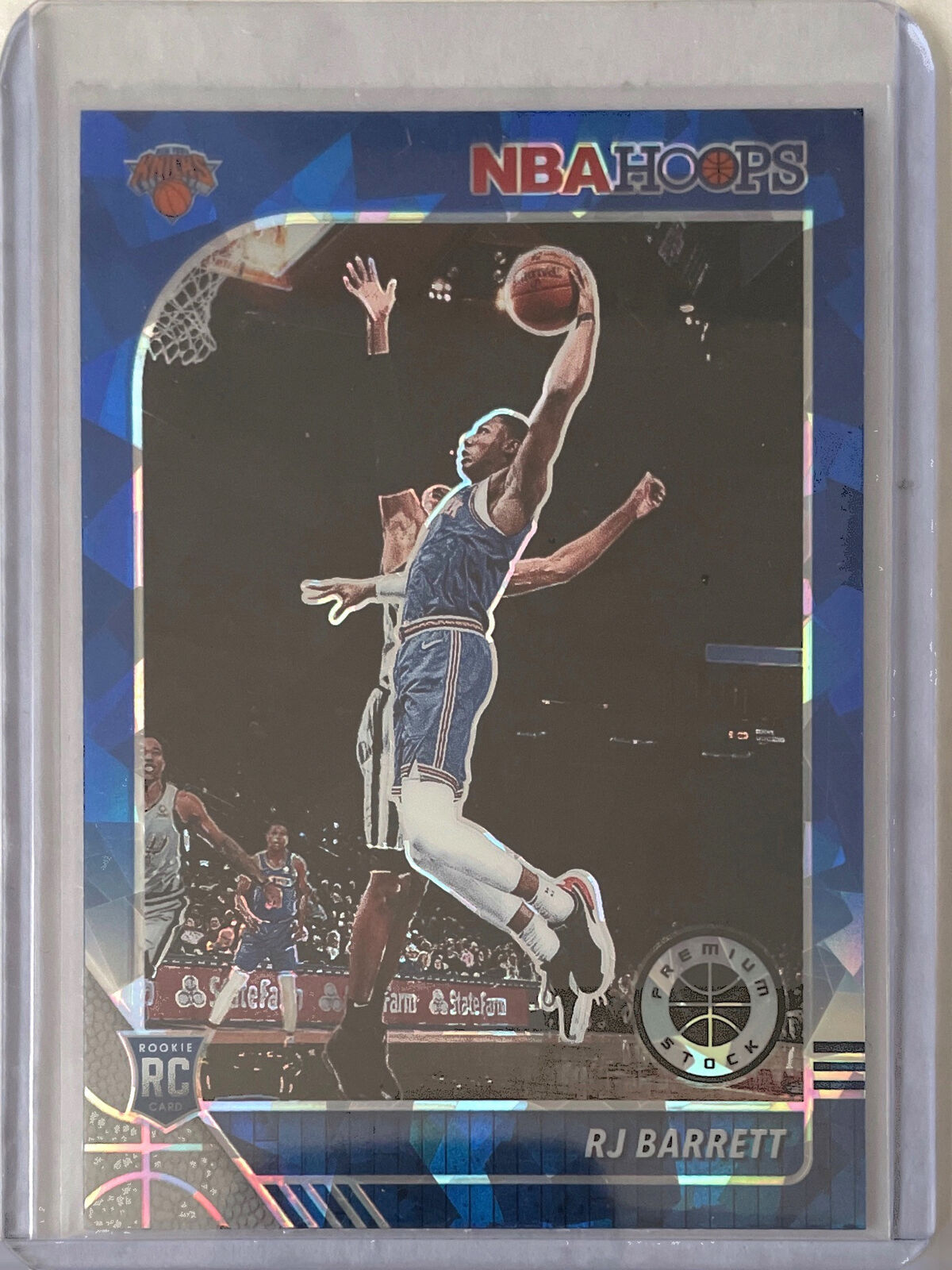 RJ BARRETT 2019-20 PANINI HOOPS PREMIUM STOCK BLUE CRACKED ICE PRIZM RC #201