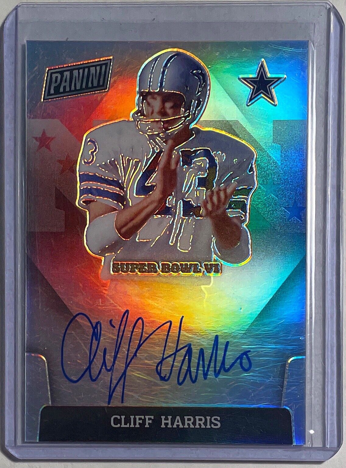 CLIFF HARRIS 2020 PANINI SUPER BOWL VI COWBOYS AUTO SILVER PRIZM #SBVI-CH