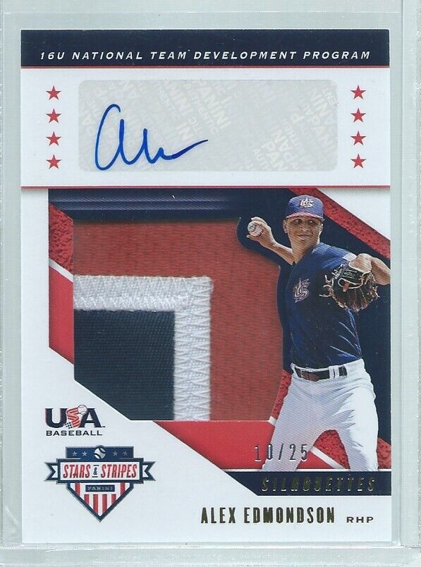 ALEX EDMONDSON 2019 USA STARS & STRIPES 3 COLOR PATCH AUTO PROSPECT #D 10/25