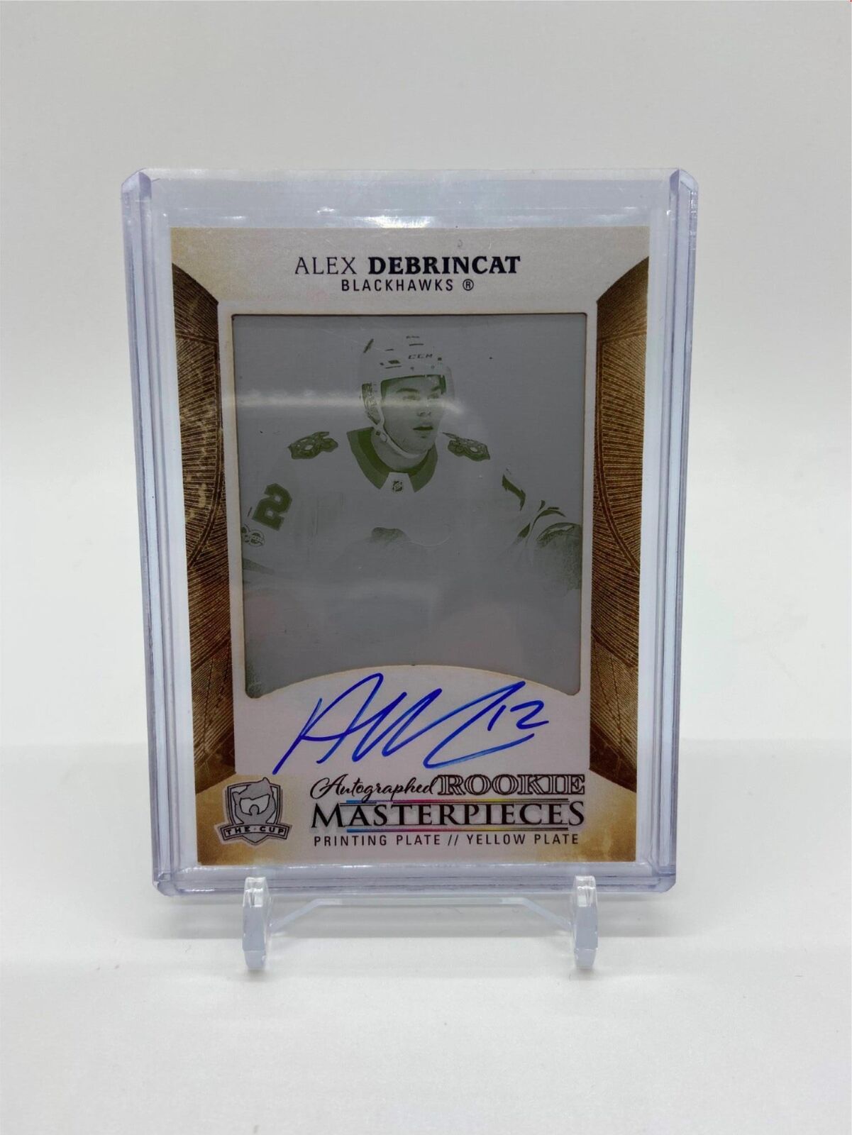 ALEX DEBRINCAT 2017-18 UD THE CUP MASTERPIECES AUTO YELLOW PRINT PLATE RC #D 1/1