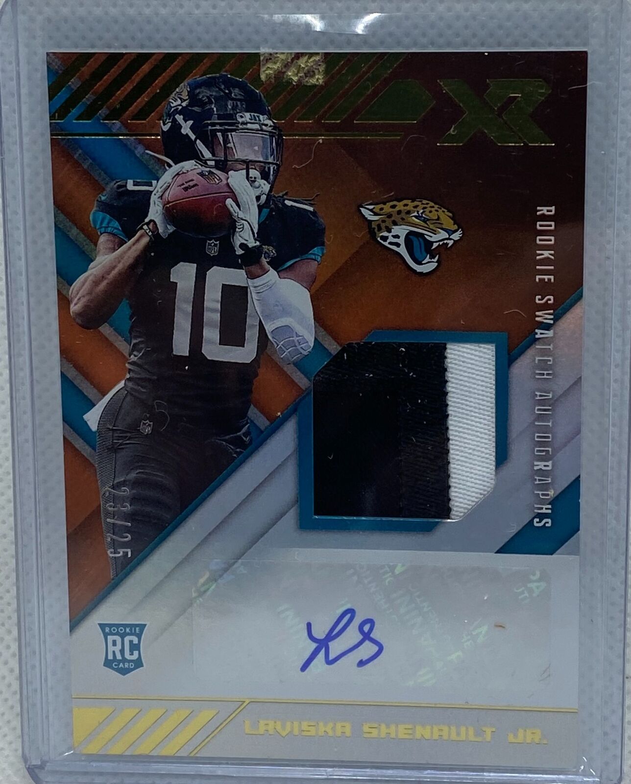 LAVISKA SHENAULT JR. 2020 PANINI XR ORANGE PATCH AUTO RC #D 23/25