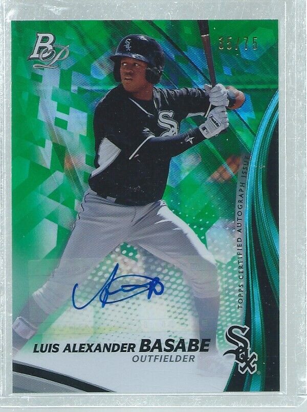 LUIS ALEXANDER BASABE 2019 BOWMAN PLATINUM AUTO PROSPECT GREEN #D 35/75