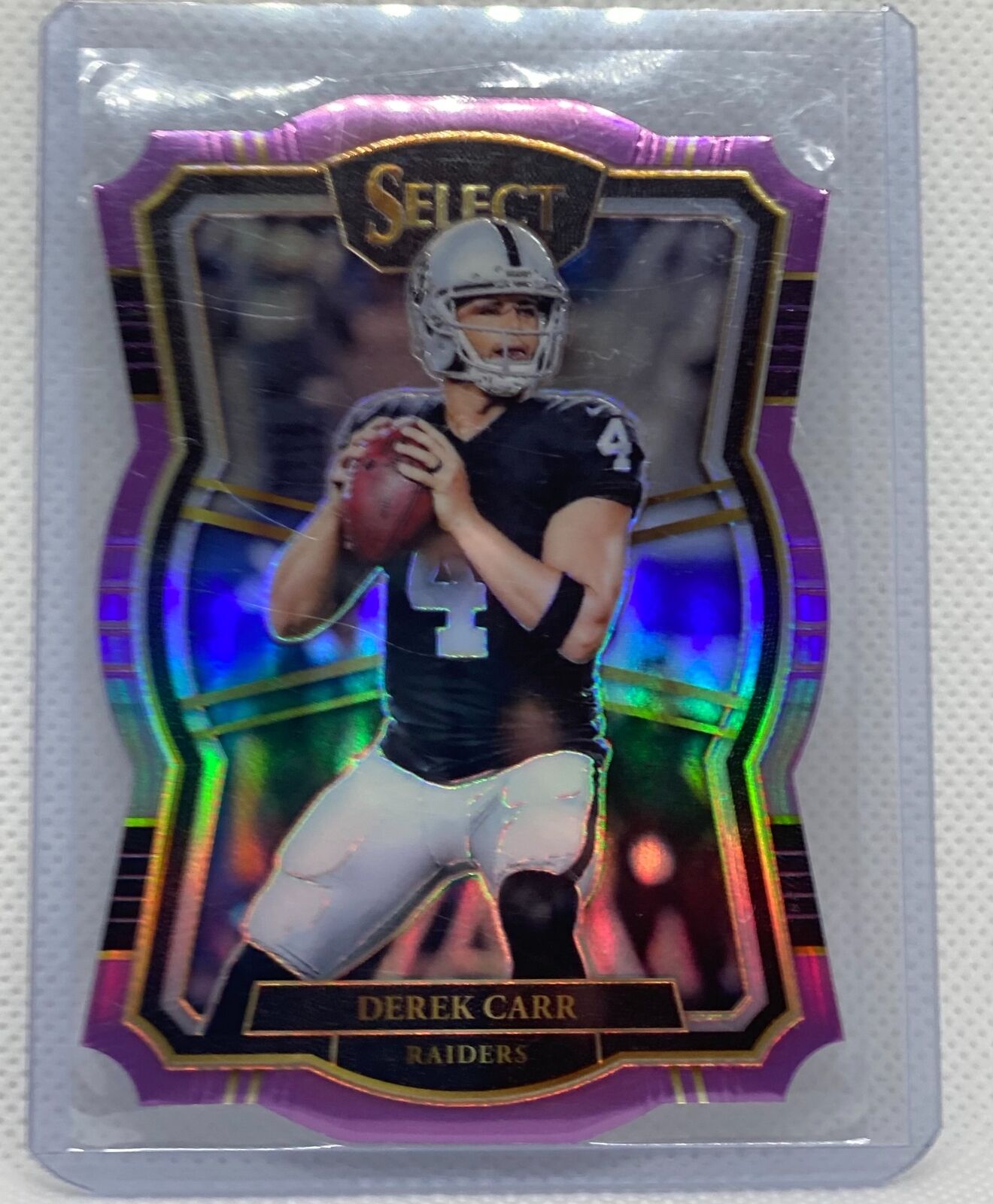 DEREK CARR 2017 PANINI SELECT PURPLE PRIZM DIE CUT #D 41/75