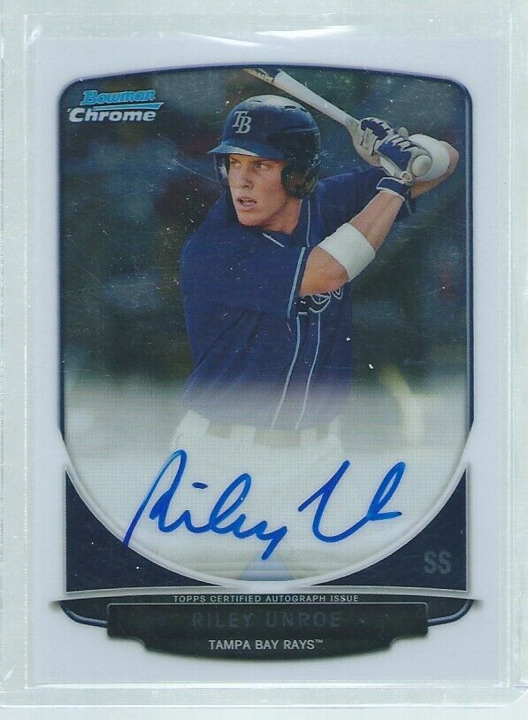 RILEY UNROE 2013 TOPPS BOWMAN CHROME ON CARD AUTO PROSPECT