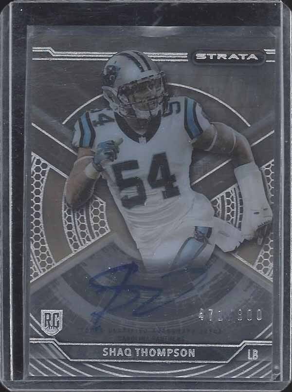 SHAQ THOMPSON 2015 TOPPS STRATA ON CARD PANTHERS ROOKIE AUTO RC #D 471/800