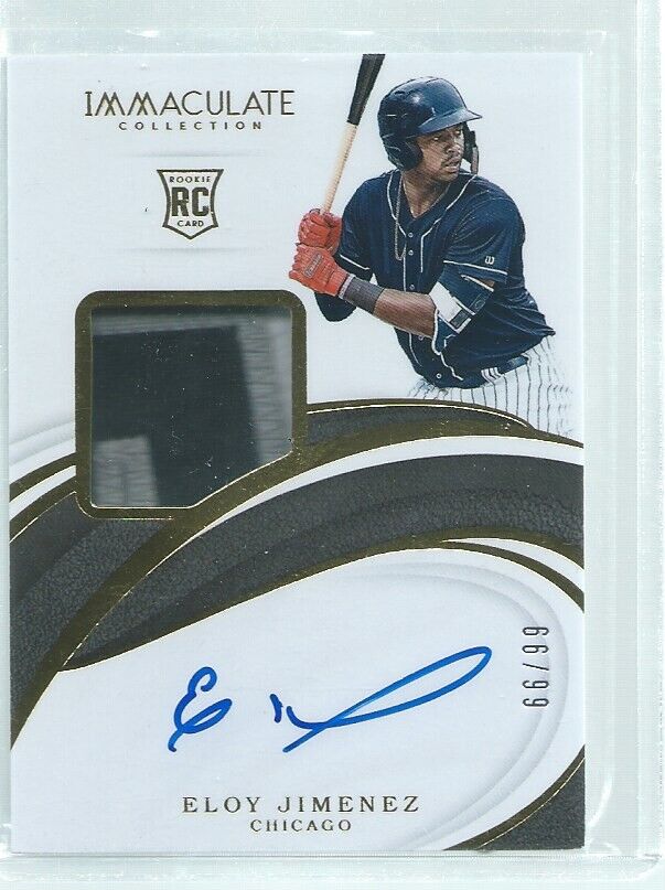 ELOY JIMENEZ 2019 IMMACULATE 3 COLOR PATCH ON CARD AUTO ROOKIE RC #D 66/99