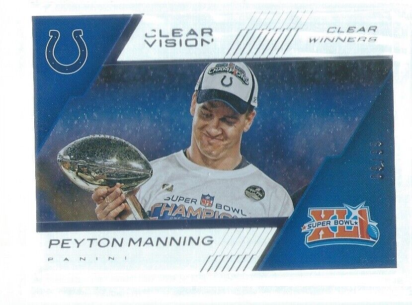 PEYTON MANNING 2015 PANINI CLEAR VISION CLEAR WINNERS BLUE #D 9/99