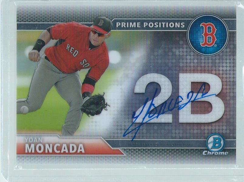 YOAN MONCADA 2016 BOWMAN CHROME PRIME POSTIONS ON CARD AUTO PROSPECT #D 22/250