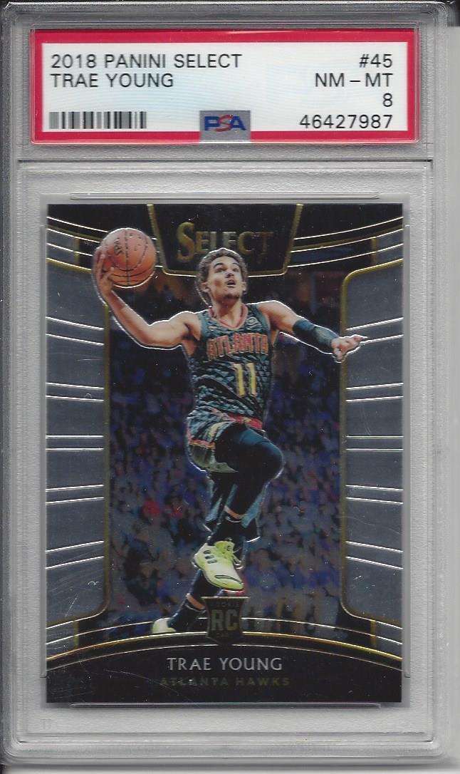 TRAE YOUNG 2018-19 PANINI SELECT TRUE ROOKIE RC #45 PSA 8