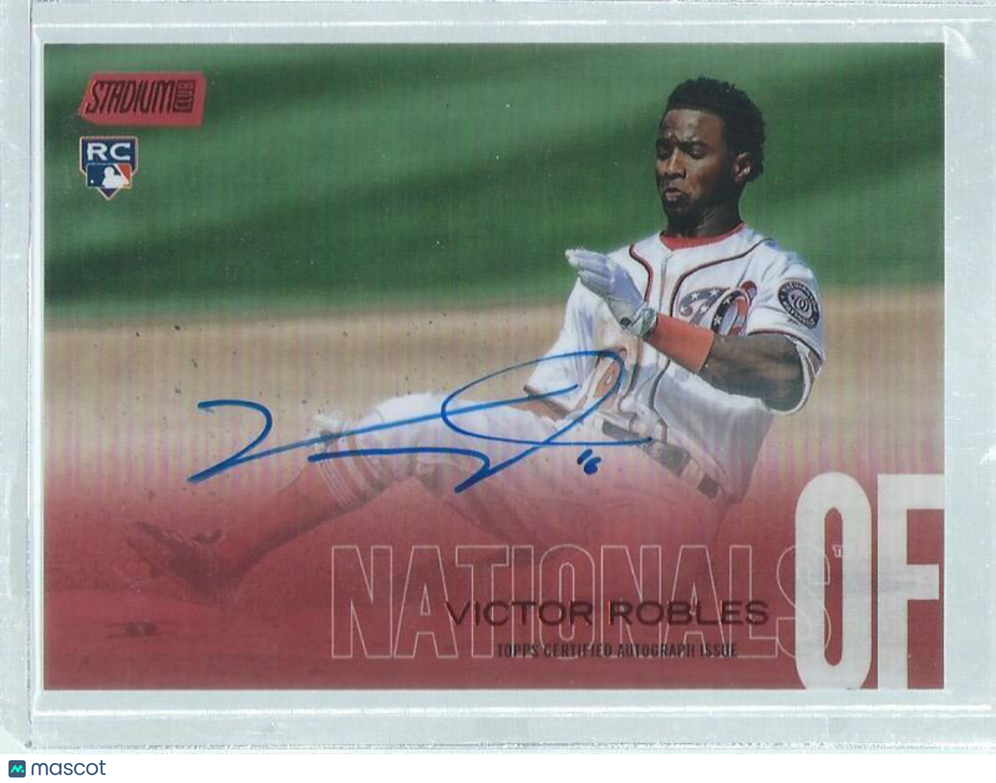 VICTOR ROBLES 2018 TOPPS STADIUM CLUB RED ON CARD AUTO ROOKIE RC #D 27/50