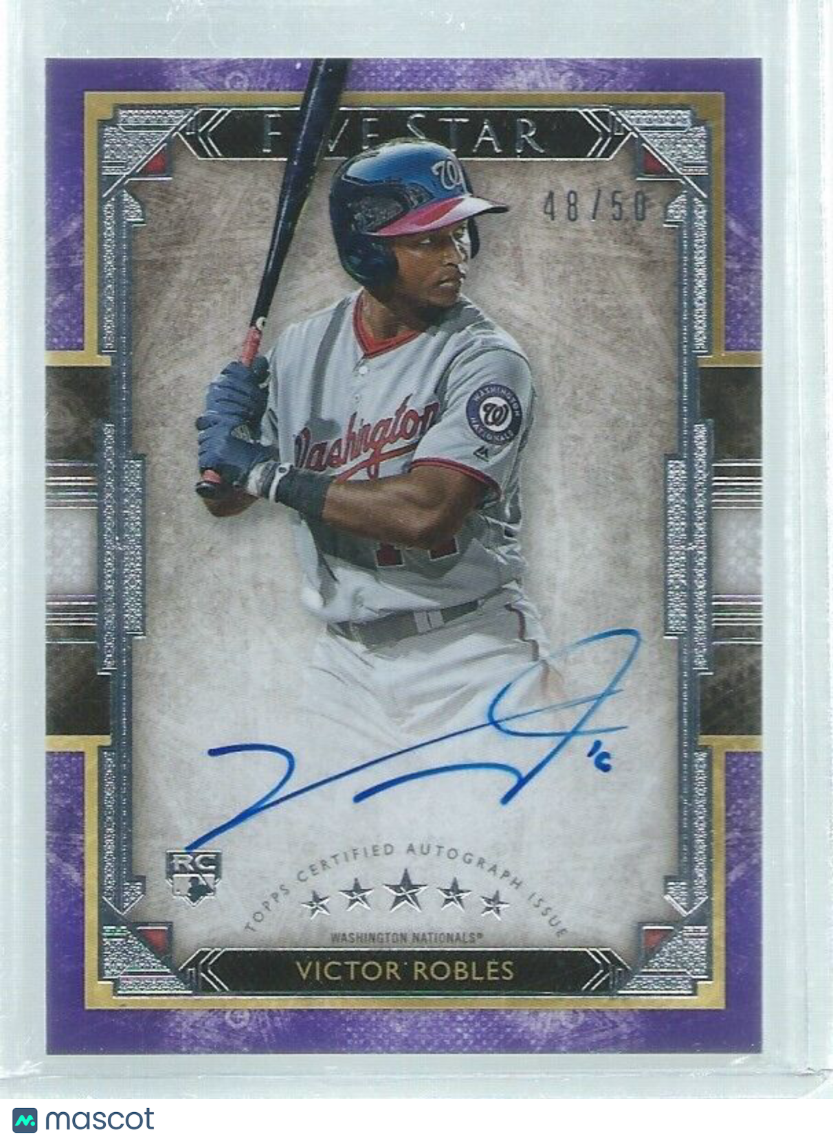VICTOR ROBLES 2018 TOPPS FIVE STAR ON CARD AUTO PURPLE ROOKIE RC #D 48/50