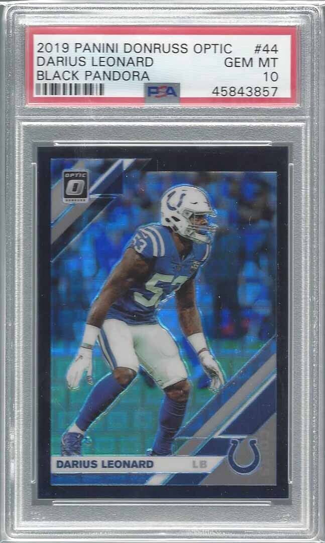 DARIUS LEONARD 2019 DONRUSS OPTIC BLACK PANDORA HOLO PRIZM #D /25 PSA 10 POP 2