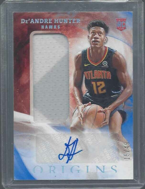 DEANDRE HUNTER 2019-20 PANINI ORIGINS RPA BLUE 2 COLOR PATCH AUTO RC #D 15/49