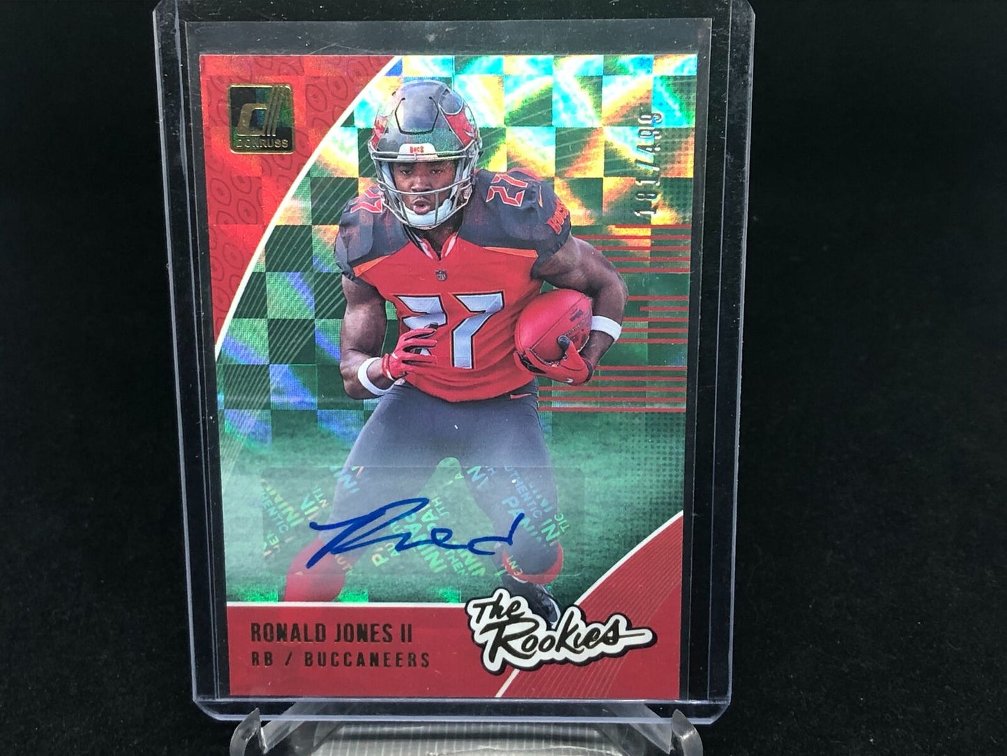 RONALD JONES II 2018 PANINI DONRUSS THE ROOKIES CHECKERBOARD AUTO RC #D 181/499