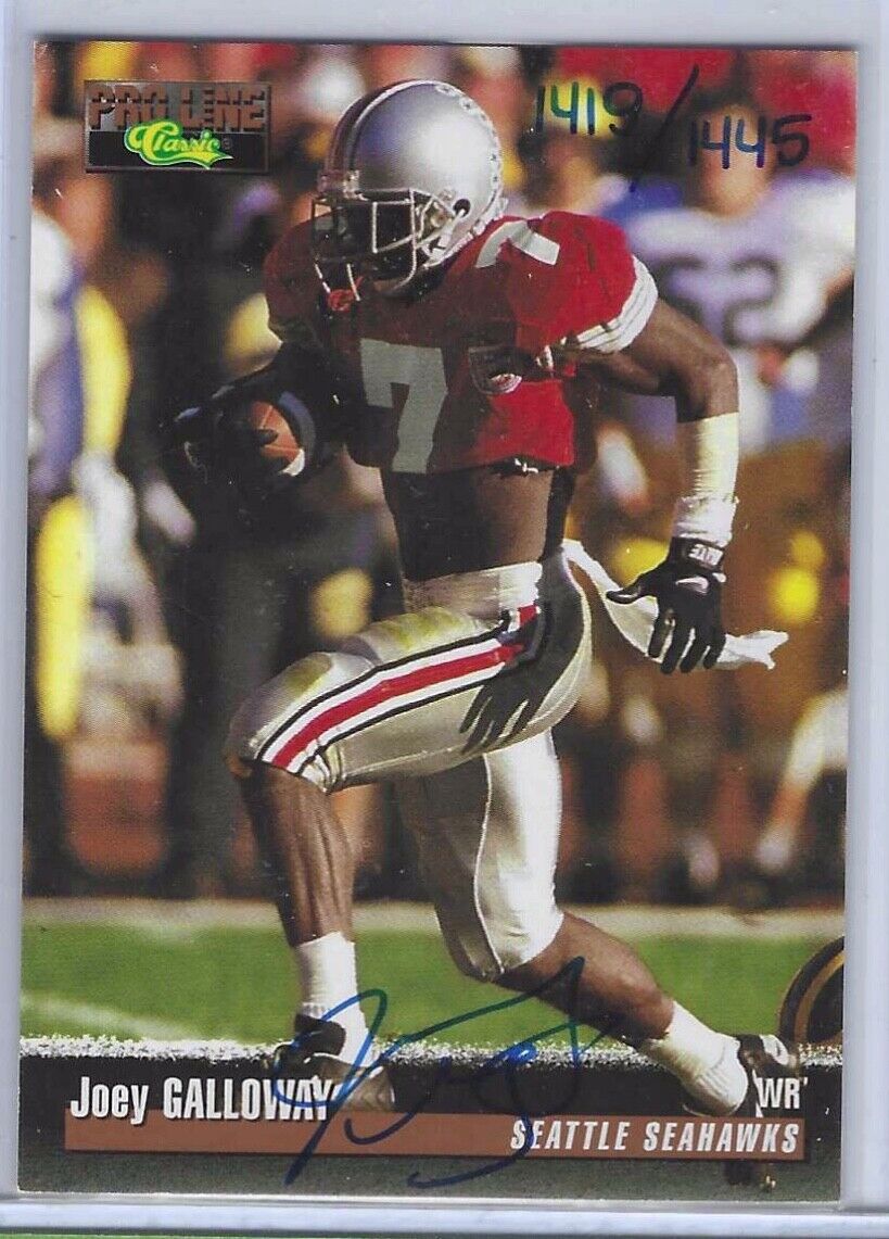 JOEY GALLAWAY 1995 CLASSIC PRO LINE ON CARD ROOKIE AUTO RC #D /1445