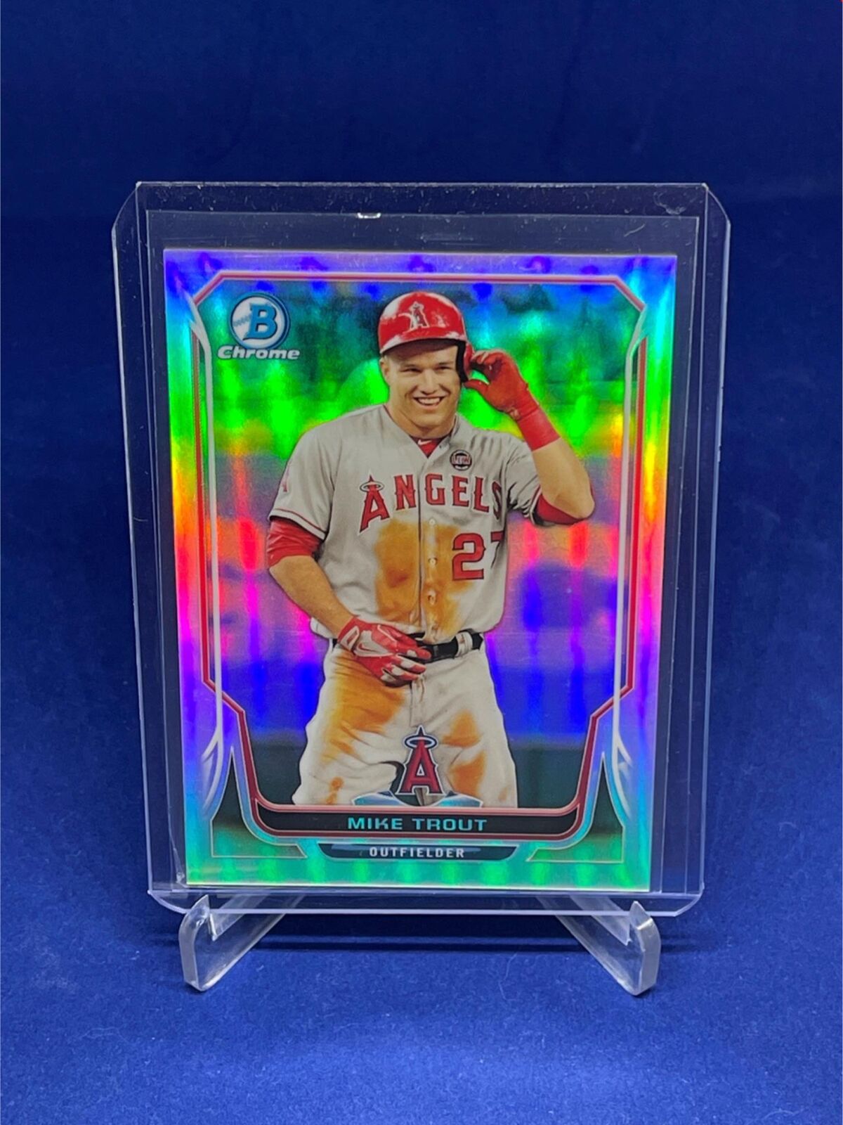 MIKE TROUT 2014 TOPPS BOWMAN CHROME SILVER REFRACTOR #D 495/500