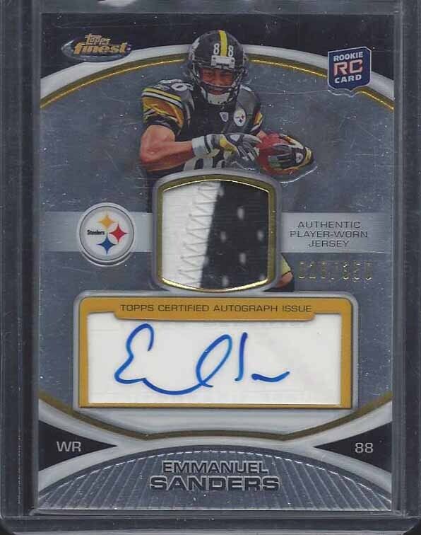 EMMANUEL SANDERS 2010 TOPPS FINEST RPA ROOKIE PATCH AUTO RC #D 18/350