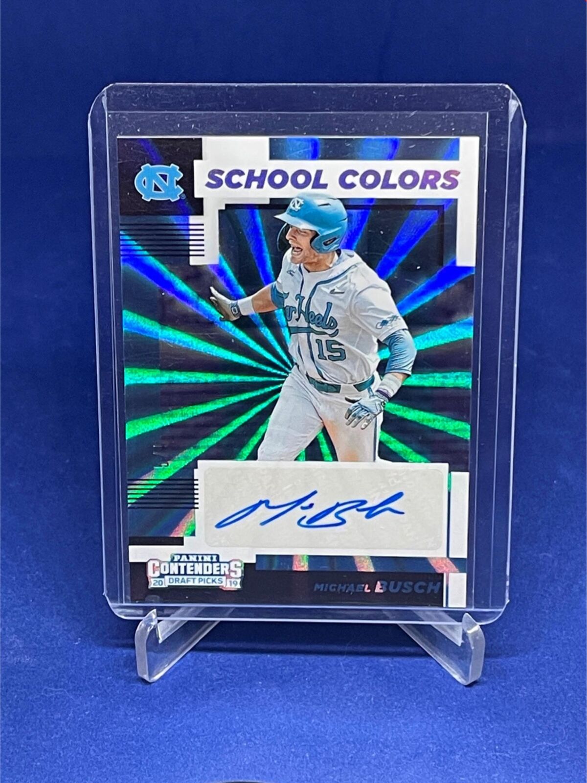 MICHAEL BUSCH 2019 PANINI CONTENDERS DRAFT PICKS SCHOOL COLORS FAME AUTO #D 5/5