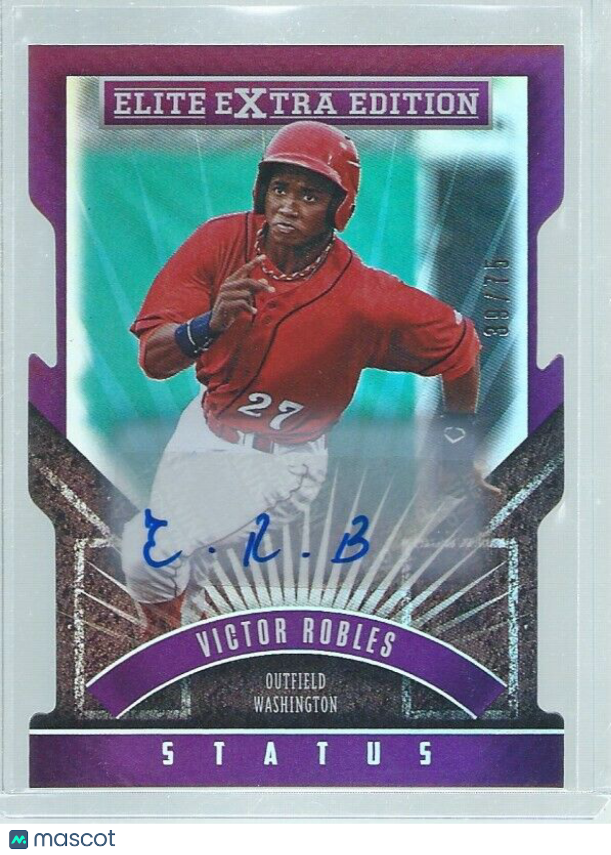VICTOR ROBLES 2014 ELITE EXTRA AUTO DIE CUT PROSPECT STATUS PURPLE #D 39/75