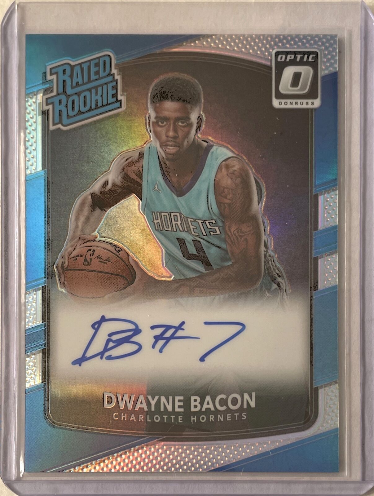 DWAYNE BACON 2017-18 DONRUSS OPTIC RATED ROOKIE AUTO SILVER HOLO PRIZM RC #161