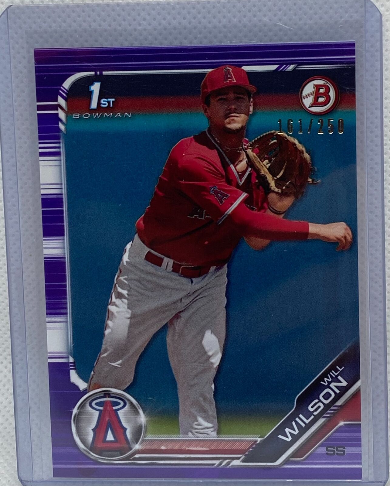 WILL WILSON 2019 TOPPS 1ST BOWMAN PROSPECT PURPLE #D 161/250