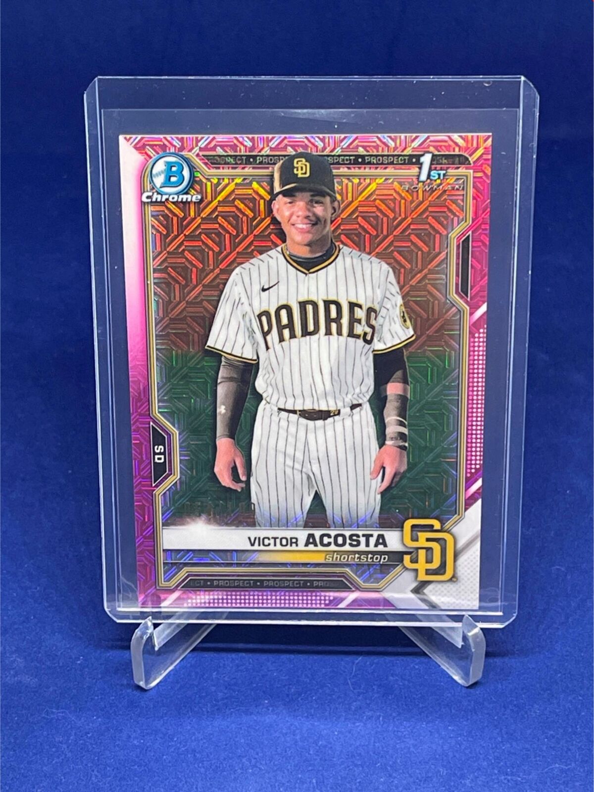 VICTOR ACOSTA 2021 BOWMAN CHROME 1ST BOWMAN PINK MEGA BOX REFRACTOR #D 54/199