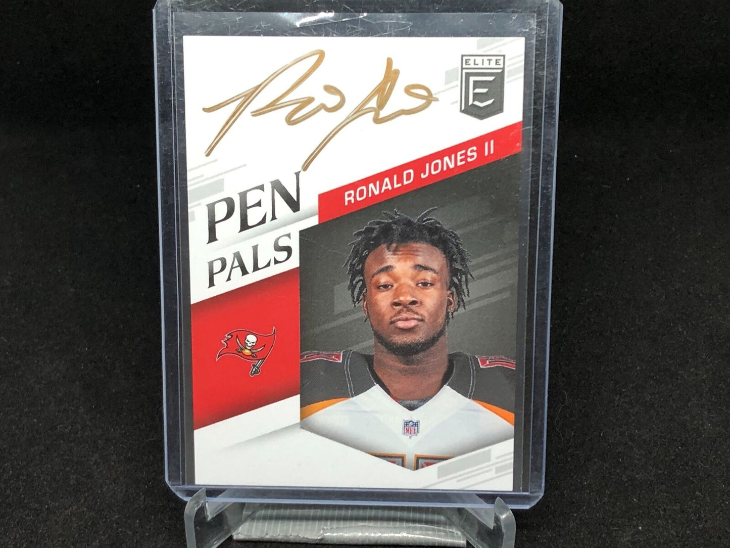 RONALD JONES II 2018 PANINI DONRUSS ELITE PEN PALS ON CARD AUTO RC GOLD INK