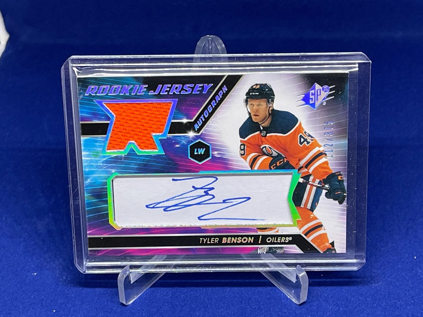 TYLER BENSON 2020-21 UPPER DECK SPX ROOKIE JERSEY AUTO RC #D 112/375