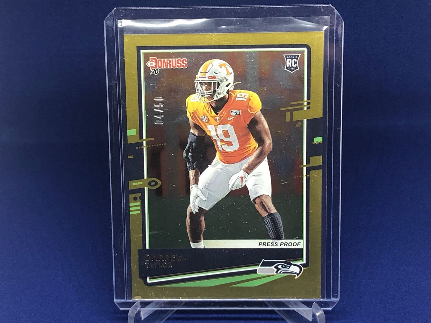 DARRELL TAYLOR 2020 PANINI DONRUSS GOLD PRESS PROOF RC ROOKIE #D 4/50