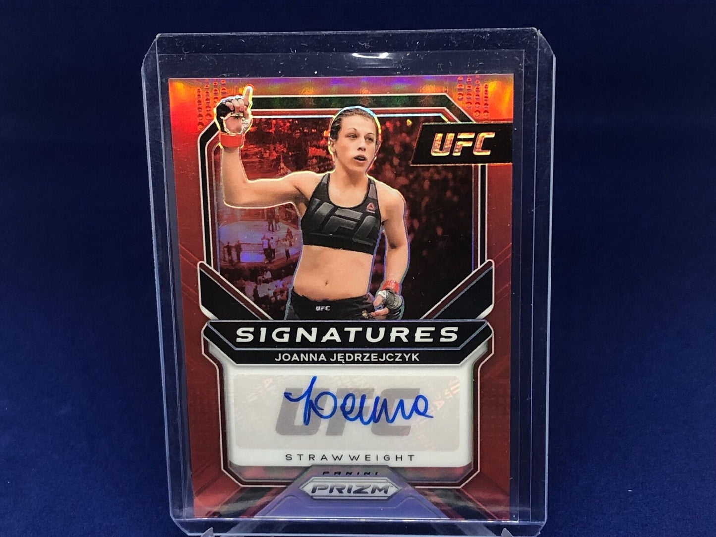 JOANNA JEDRZEJCZYK 2021 PANINI PRIZM UFC RED PRIZM SIGNATURES AUTO #D 2/49