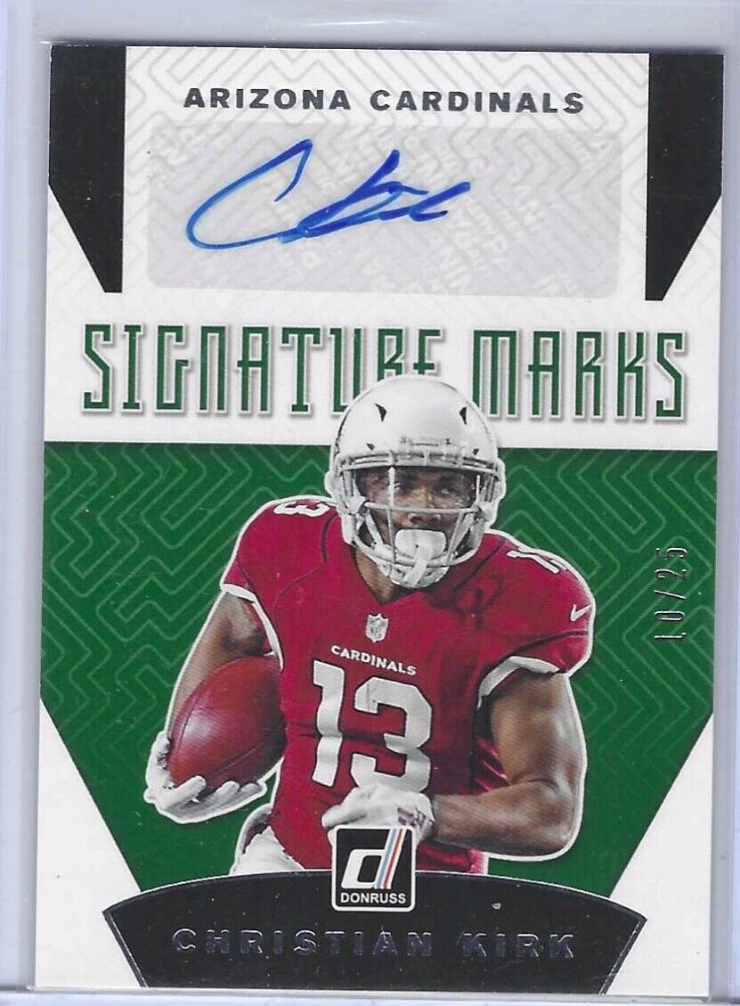 CHRISTIAN KIRK 2019 DONRUSS GREEN SIGNATURE MARKS AUTO #D 10/25