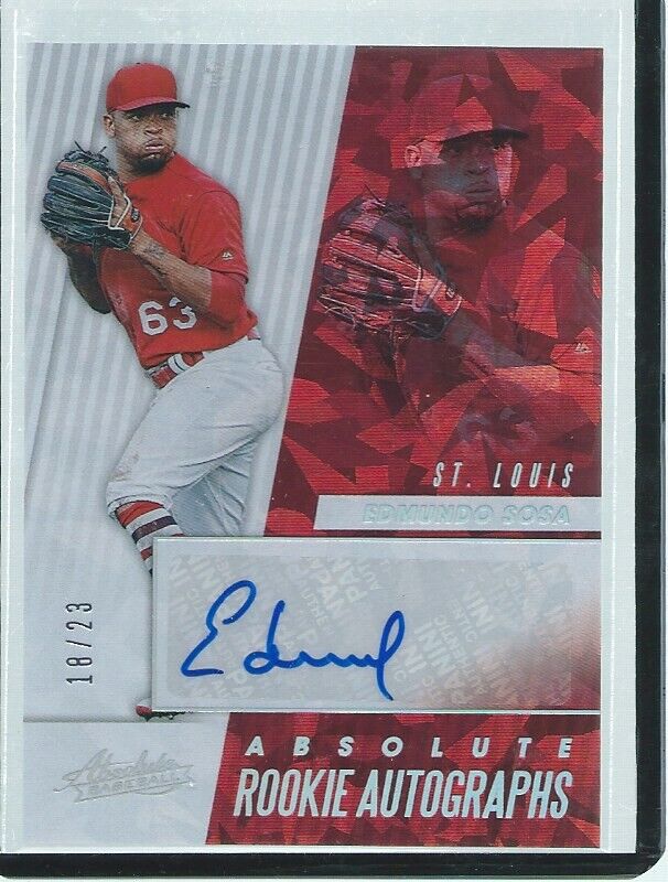 EDMUNDO SOSA 2019 ABSOLUTE CRACKED ICE AUTO ROOKIE RC #D 18/23