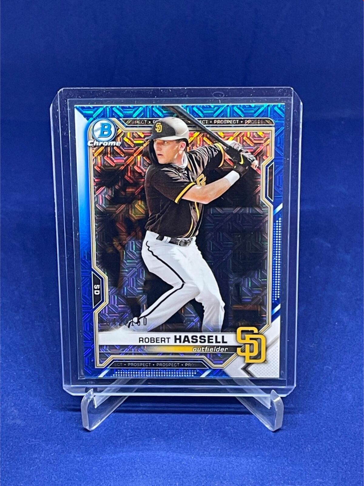 ROBERT HASSELL 2021 TOPPS BOWMAN CHROME BLUE MEGA BOX REFRACTOR #D /150