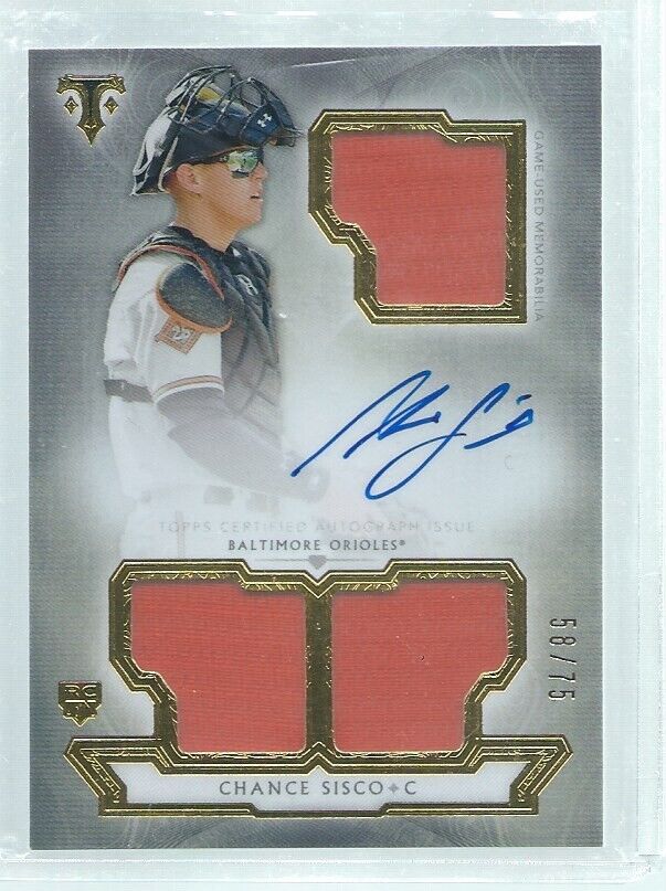 CHANCE SISCO 2018 TOPPS TRIPLE THREADS JERSEY ON CARD AUTO ROOKIE RC #D 58/75
