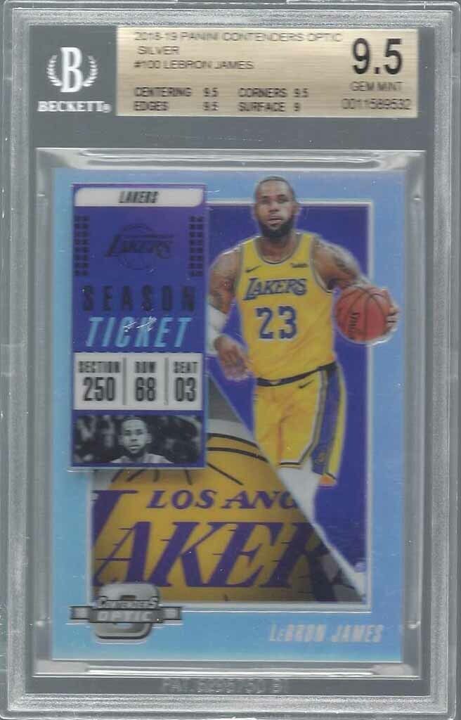 LEBRON JAMES 2018-19 PANINI CONTENDERS OPTIC SILVER HOLO PRIZM #100 BGS 9.5 GEM