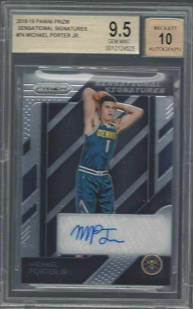 MICHAEL PORTER JR 2018-19 PANINI PRIZM SENSATIONAL ROOKIE AUTO RC BGS 9.5 10 AU