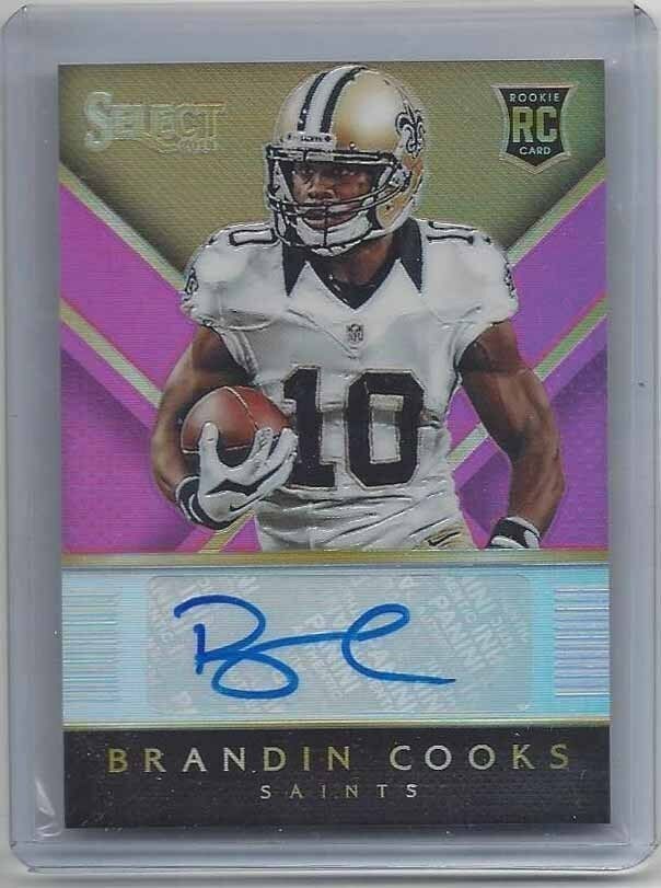 BRANDIN COOKS 2014 SELECT FUCHSIA PRIZM SAINTS ROOKIE REFRACTOR AUTO RC #D /75