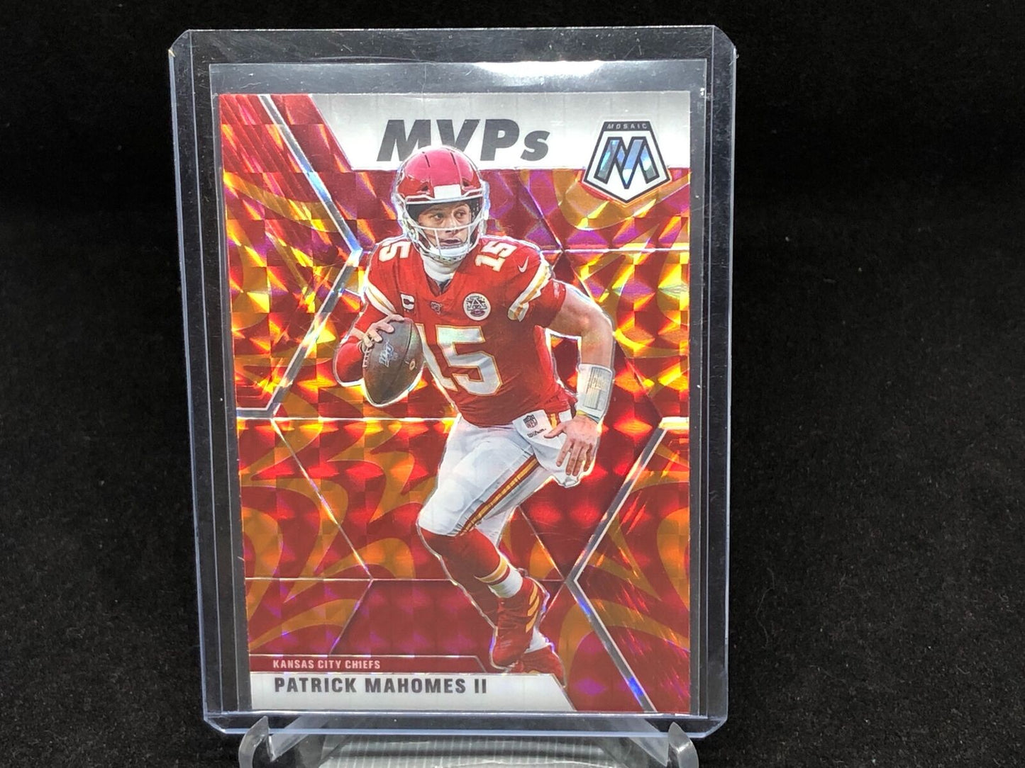 PATRICK MAHOMES II 2020 PANINI MOSAIC MVPS ORANGE REACTIVE PRIZM # 297