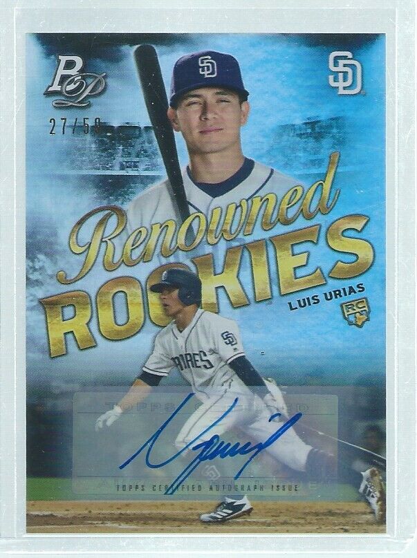 LUIS URIAS 2019 BOWMAN PLATINUM RENOWNED ROOKIES AUTO RC #D 27/50