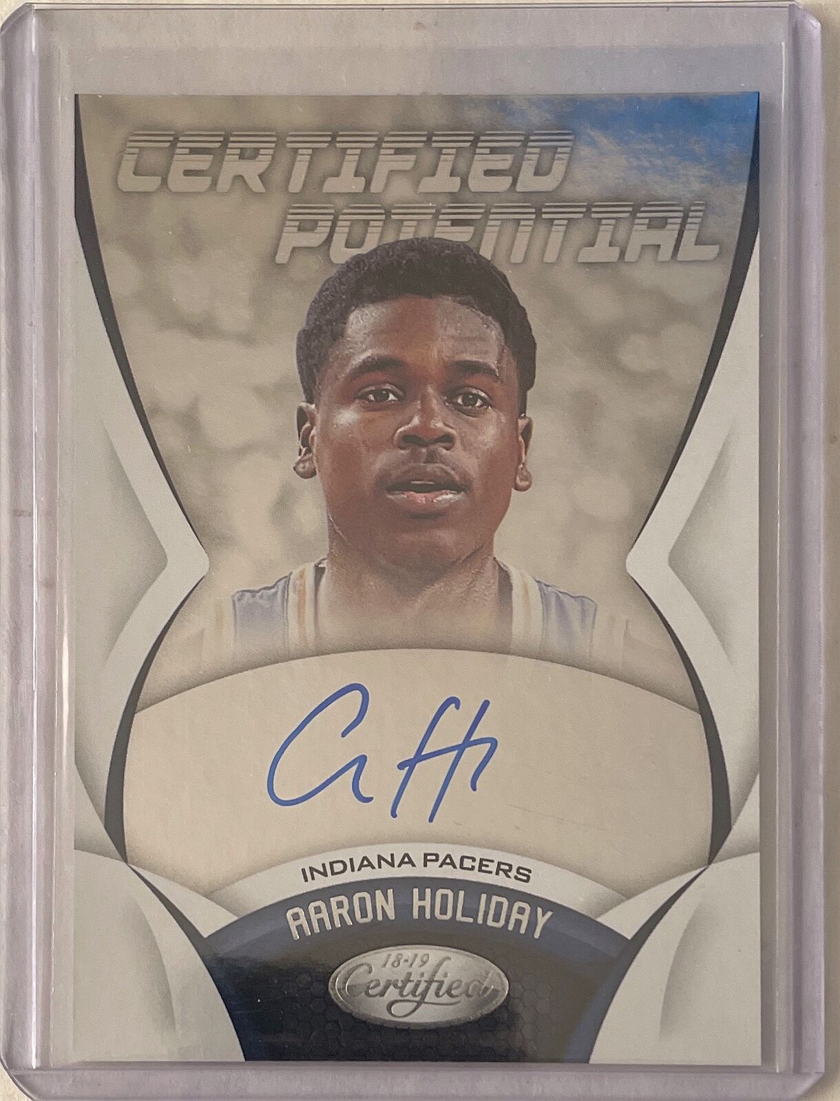 AARON HOLIDAY 2018-19 PANINI CERTIFIED CERTIFIED ON CARD AUTO ROOKIE RC #CP-AH